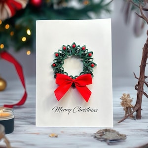 Carte de Noël 3D avec couronne piquante, carte de voeux de vacances faite main, cadeau de Noël unique, carte de fête pour elle ou lui