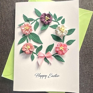 Carte de Pâques 3D faite main, fleurs de pomme, carte de printemps 3D faite main pour elle, cadeau unique pour maman, carte de voeux