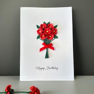 Carte d'anniversaire 3D, carte de fête des mères faite main, bouquet pour elle, carte de voeux florale, fleurs de printemps pour maman