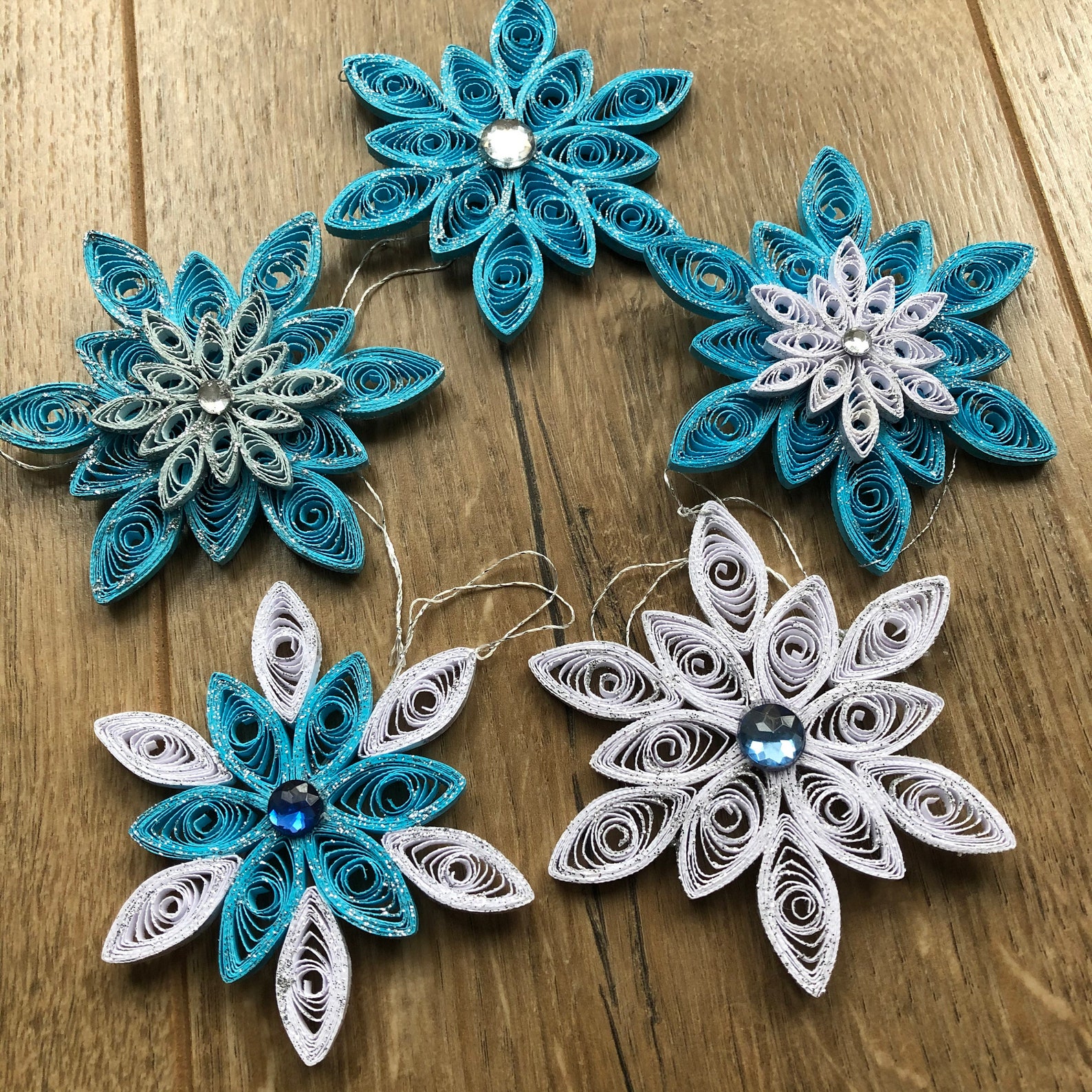 Set of 5 Quilling Stars Christmas DecorationHandmade Etsy