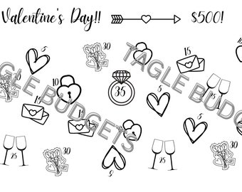 Valentine's day saving challenge, Valentine's day money challenge, Valentines day printable challenge