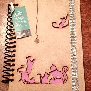 Cat Journal diario de madera Cat lovers Diario Cuaderno de escritura nuevo diario láser cuaderno espiral cuaderno de bocetos álbum de recortes libro de memoria libreta 5x 8