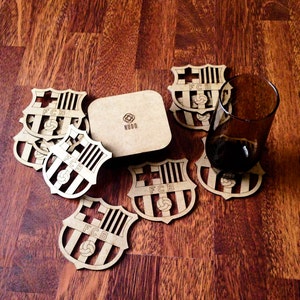 FC Barcelona Coasters, Sports Team Coasters, laser cut coasters, choose your own team, sports gift,  team logo coasters,  Barcelona coasters