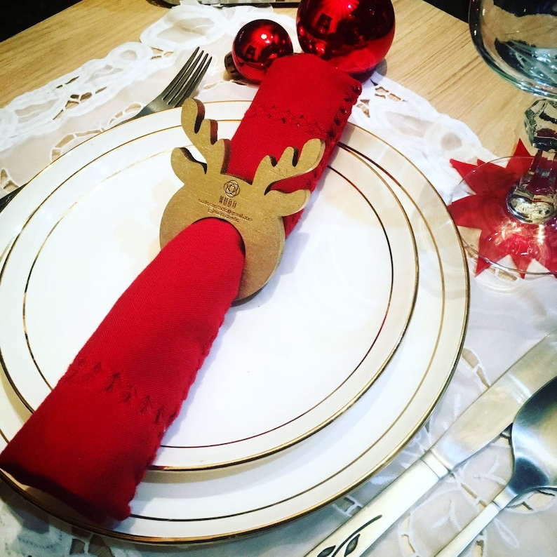 Napkin Rings Christmas Napking Rings, Reindeer Wood, Party Decor, Table