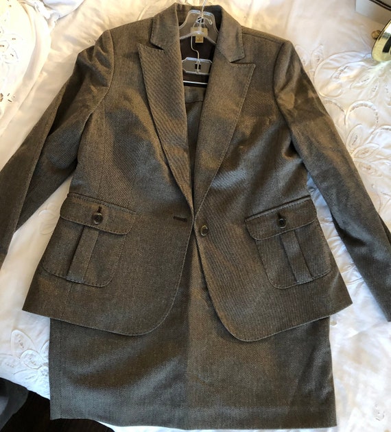 Caslon Brown Skirt Suit Petite Sz 12 - image 1