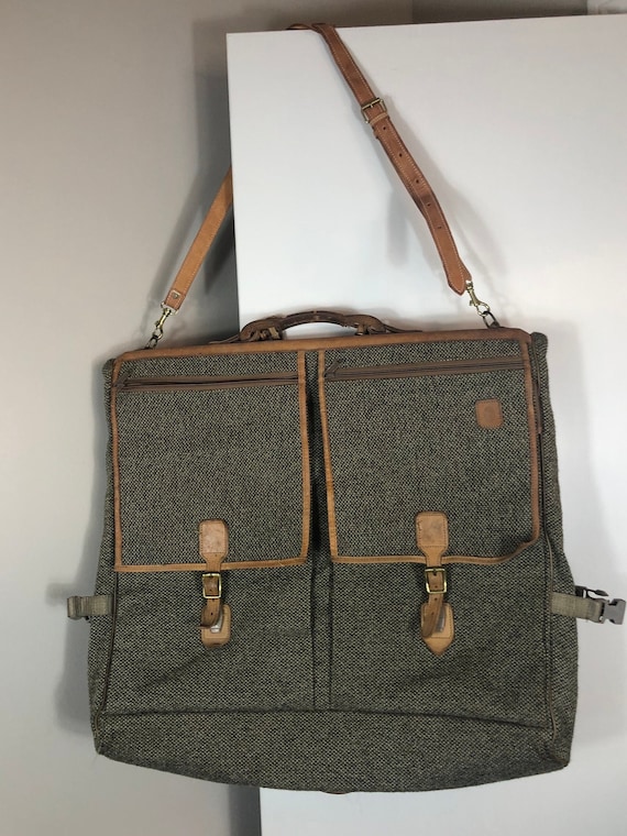Leather hanging garment bag clearance