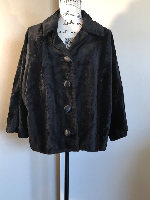 Custom Made Faux Fur Black Cropped Jacket Plus siz