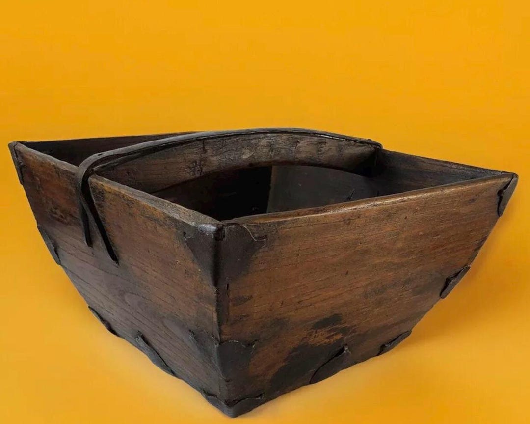 Vtg Primitive Chinese Rice Bucket - Etsy
