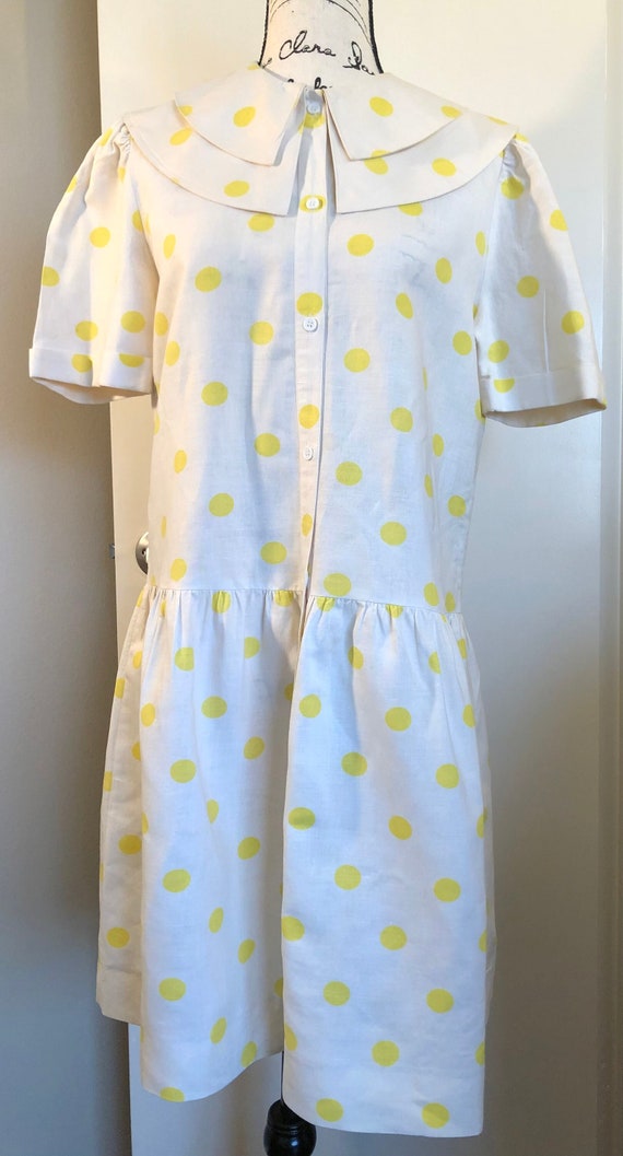 Neiman Marcus Yellow Polka Dot Dress Sz 10