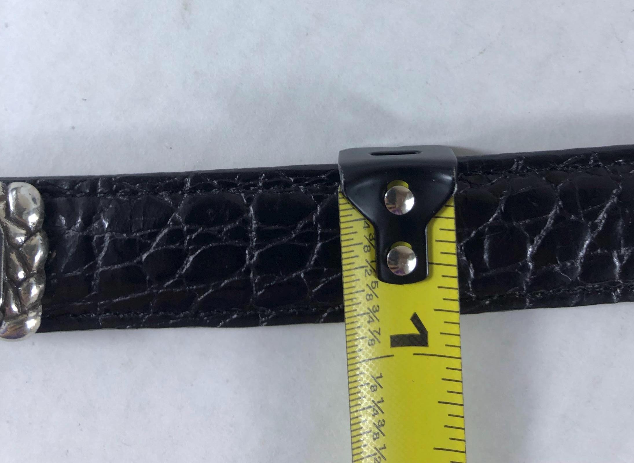 ?B2G1 BRIGHTON Black Pewter Tarnished Leather Belt Vtg Brighton Black Leather Silver/brass Accent Belt 31” - Etsy main image 3