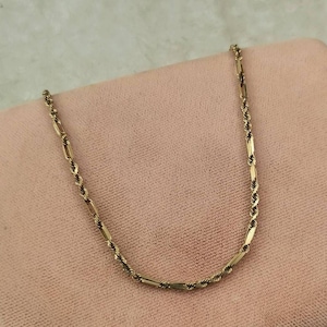 Estate 10k Yellow Gold Chunky Patterned Rope Chain - Solid Fancy Milano or Figarope Chain Necklace - Choker - 16&quot;