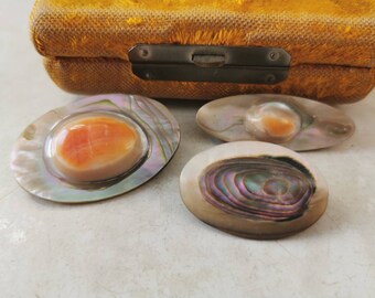 Choice of Blister Pearl Brooch - Natural Shell Pin - Art Nouveau - Vintage Mother of Pearl Abalone Brooch