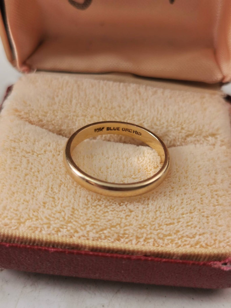 Vintage 1940s 10k Yellow Gold Blue Orchid Wedding Band Etsy