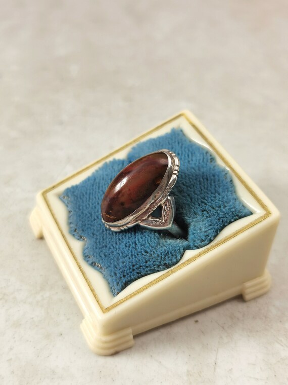 Vintage Sterling Silver and Jasper Ring - Clark &… - image 3