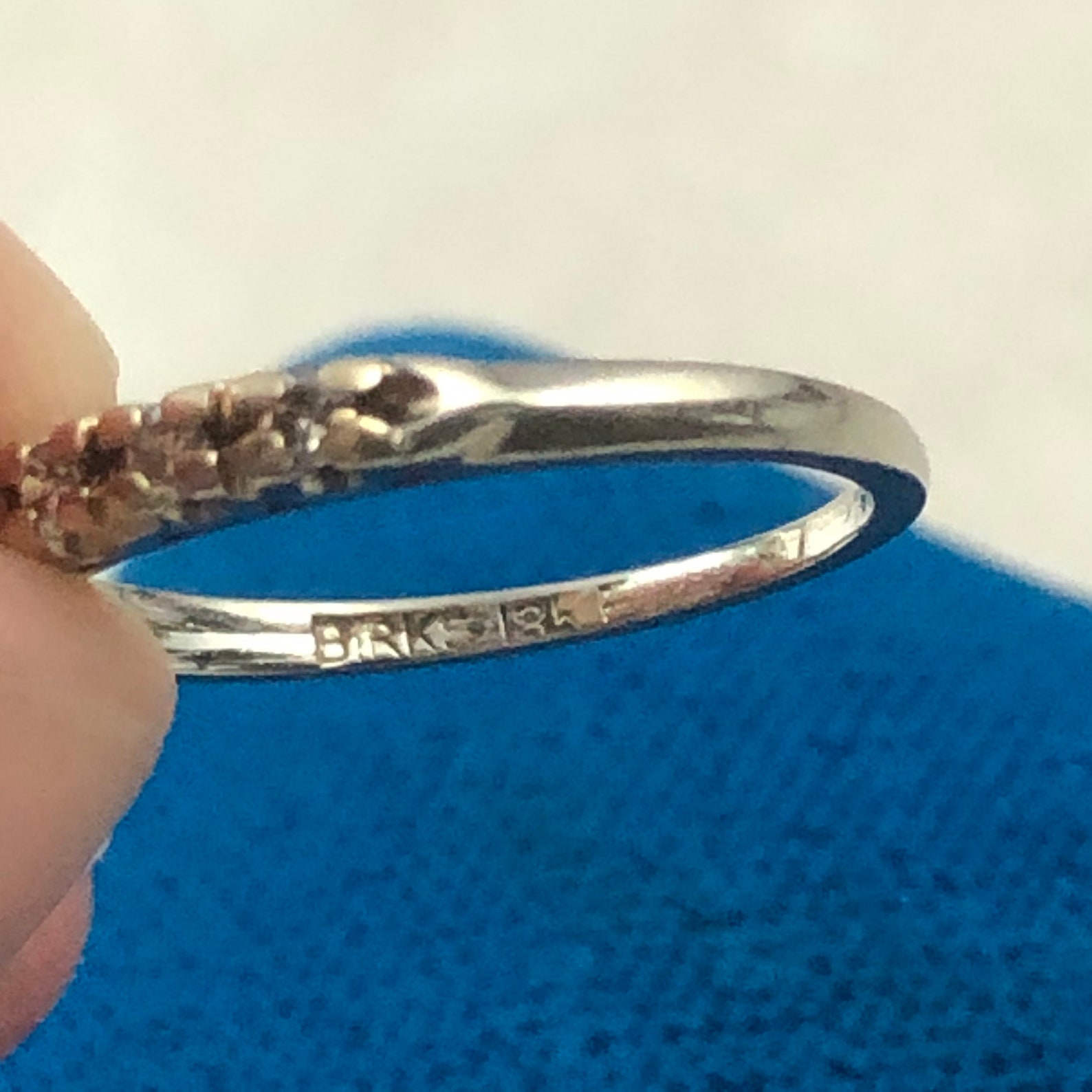 Birks vintage 18k White Gold & Diamond Wedding Band in Box | Etsy