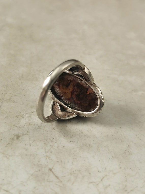 Vintage Sterling Silver and Jasper Ring - Clark &… - image 5