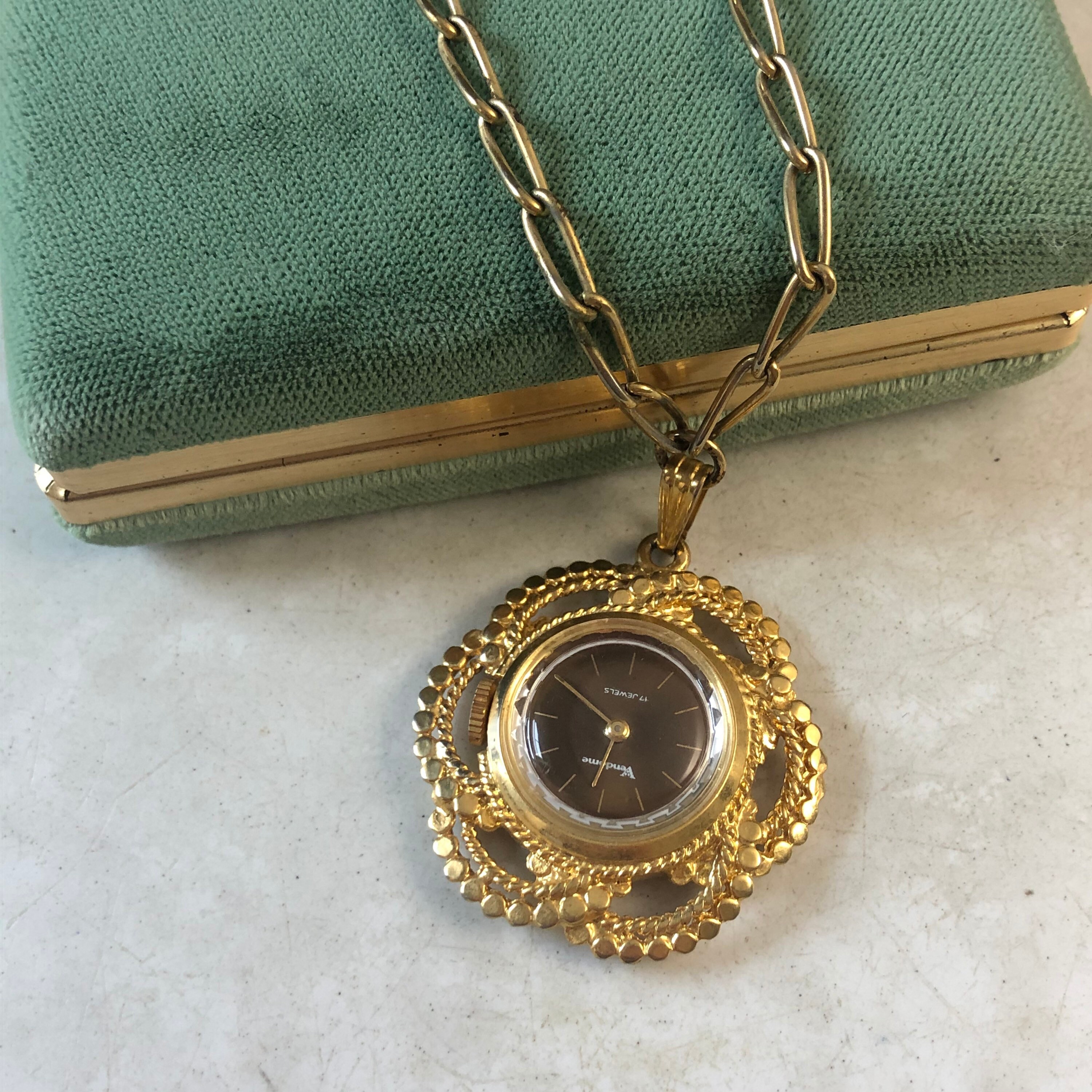 Vendôme 17 Jewels Watch Necklace Gold Tone Vintage Jewellery Etsy