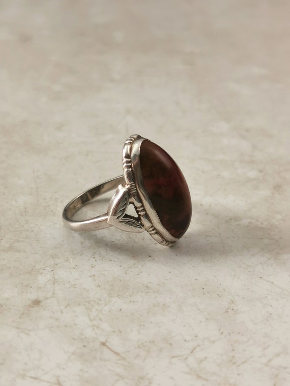 Vintage Sterling Silver and Jasper Ring - Clark &… - image 4