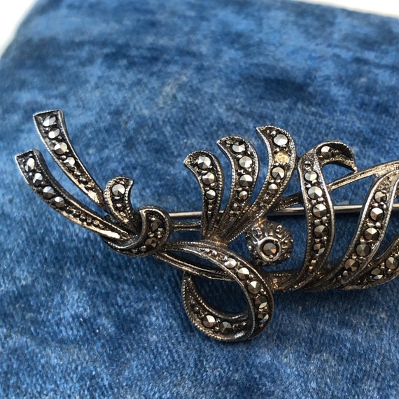 Vintage Sterling Silver and Marcasite Floral Spri… - image 5