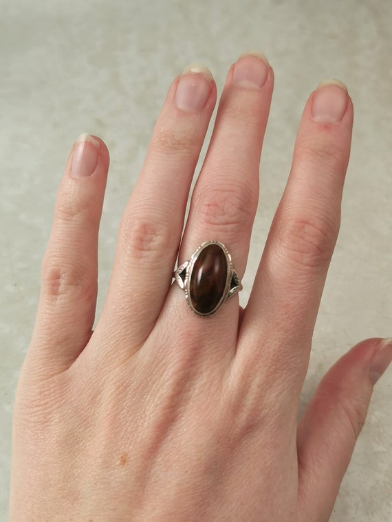 Vintage Sterling Silver and Jasper Ring - Clark &… - image 7