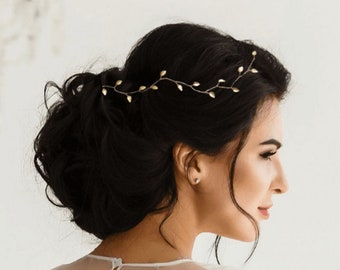 Leaf Wedding headband Leaves bridal hair vine Rustic Bridal headband with silver or gold leaves Wedding headpiece VCH0003