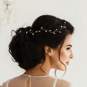 Leaf Wedding headband Leaves bridal hair vine Rustic Bridal headband with silver or gold leaves Wedding headpiece VCH0003 image 1