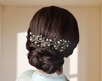 Boho wedding hair vine with pearls and crystals for romantic bridal hairstyle or for bridesmaids hair VCH0006