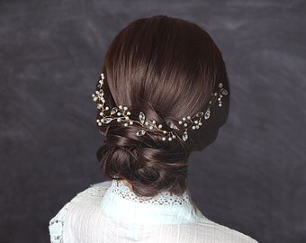 Vigne cheveux pour mariage bohème en perles et cristal Bijou de cheveux de mariée "Amélie"VCH0024