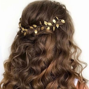 Antique Greek style bridal hair vine, Leaves hair vine,  Wedding hair vine, Bohemian wedding headband V0007