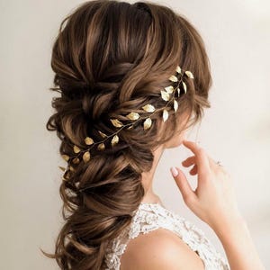 Fermaglio per capelli da sposa con foglia, fascia rustica, fermaglio per capelli in stile greco o romano, accessorio per capelli da sposa V0007