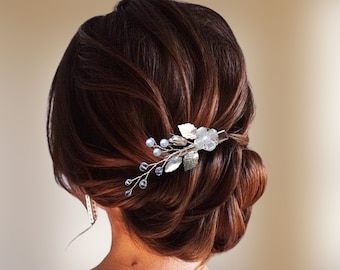 Pince cheveux florale mariage, Clip cheveux perles et cristal, Bijou cheveux mariée demoiselle d'honneur, Peigne cheveux HC0004