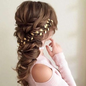 Leaf wedding hair vine in antique Greek style, Bohemian bridal headband V0007