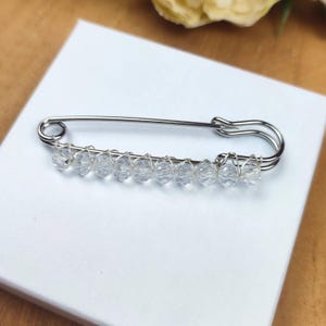 Crystal Wedding train pin, Bridal dress train clip, Crystal train brooch, Bridal gown back bustle pin AT0004