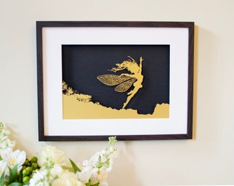 ANEMOI - FANTASY WIRE Papercut Framed Picture (Gold with Black backing)