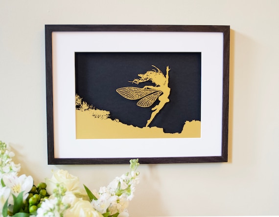 ANEMOI - FANTASY WIRE Papercut Framed Picture (Gold with Black backing)