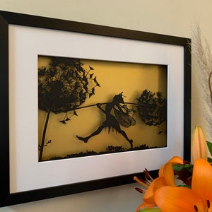 WHIMSY'S PRIDE - Fantasy Wire Papercut Framed Picture (Black with Gold backing)