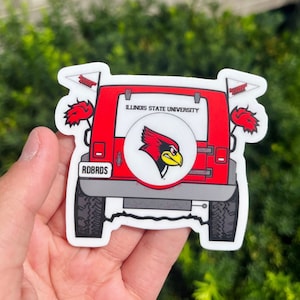 Jeep de pájaros rojos del estado de Illinois Pegatina