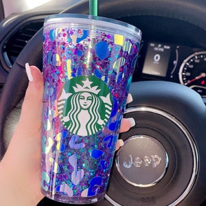 Starbucks Cheetah Glitter Snowglobe Tumbler | Drinkware | Iced Coffee | Holographic Vinyl | Cup | Gifts for Her | Cheetah Print