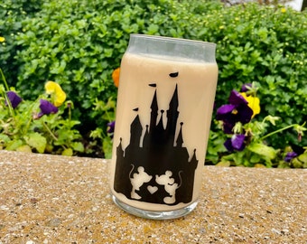 Disney Glass Cup, Beer Glass Coffee Cup, Soda Glass Can, Minnie Mouse, Mickey Mouse, Gifts for Her, Christmas Gift, Aesthetic Cup