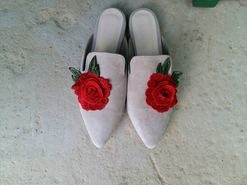 Mules made in Greece embroidered mules embroidered shoes Greek sandals leather mules flat mules slippers mule slip ons