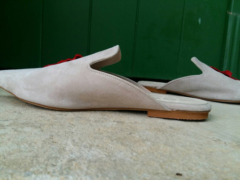 Mules made in Greece embroidered mules embroidered shoes Greek sandals leather mules flat mules slippers mule slip ons