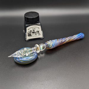 Luxus Opal Dip Pen, eingefasster Opal mit Optik Griff, handgemachter Glas Kalligraphie Stift