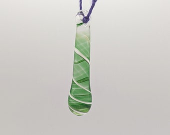 Light pull, green swirled handmade glass lightpull