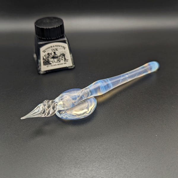 Penna a immersione, penna per calligrafia Ghostly Spectre #3, vetro fatto a mano