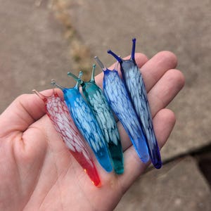 Family of Slugs, Lampwork Glass Slug Sculptures - Handmade with Murano Glass