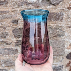 Medium Amethyst & Turquoise Vase, Blown Glass Art Vase, Handmade Glass