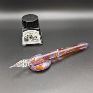 Penna per calligrafia Purple Splash #2, penna per immersione in vetro fatta a mano
