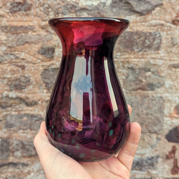 Ruby & Purple Vase, Blown Glass Art Vase, Handmade Glass