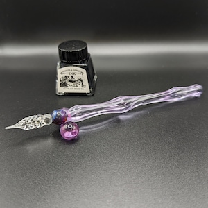 Dip Pen, Marble Purple, handgemachter Glas Kalligraphiestift, Tintenstift