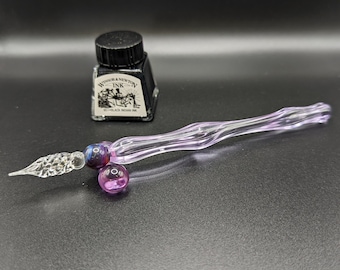 Dip Pen, Marble Purples, handmade glass calligraphy pen, ink pen